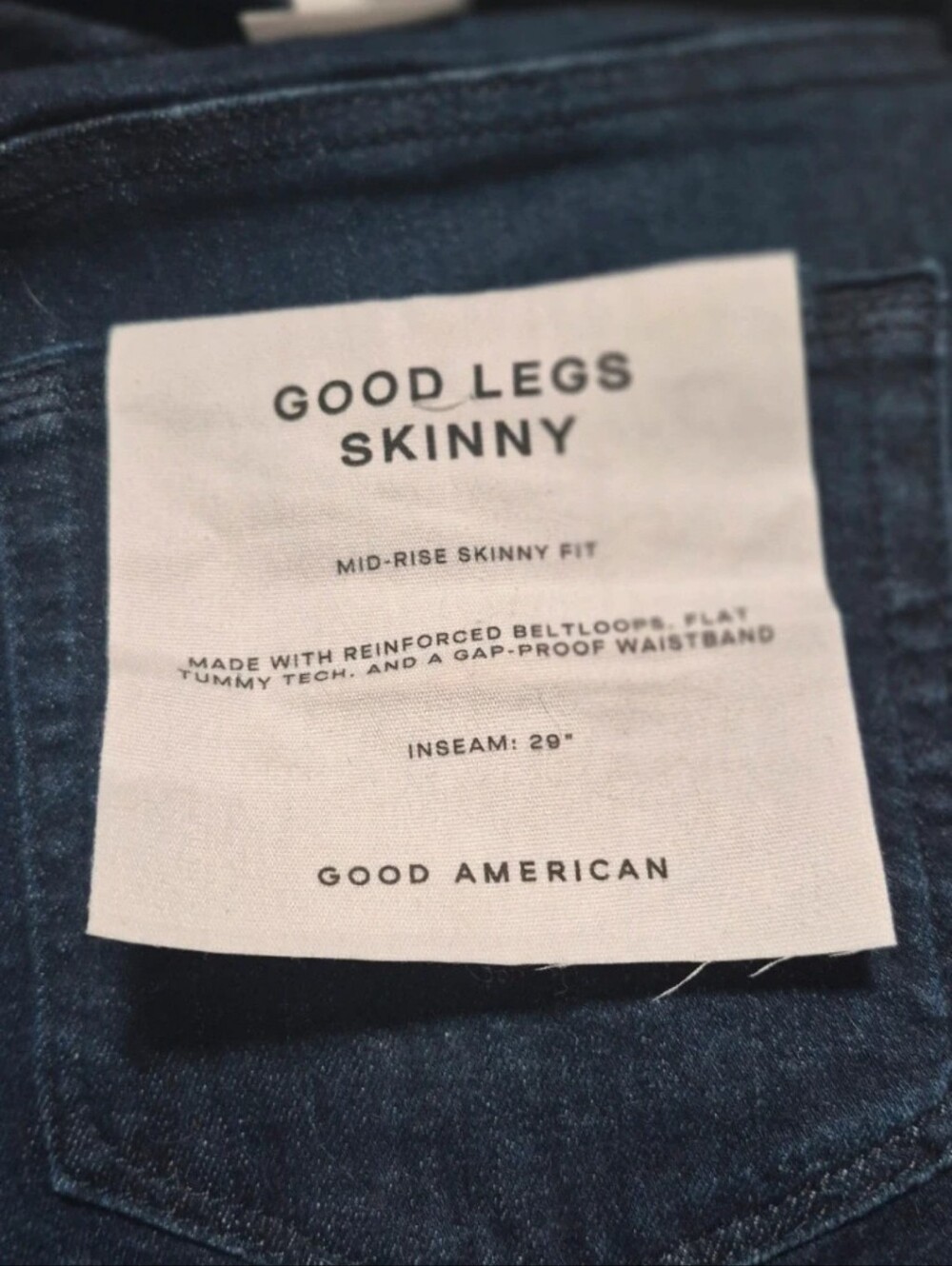 NWT Good American Good Legs Skinny Mid Rise Jeans, Dark Wash, 8 / 29